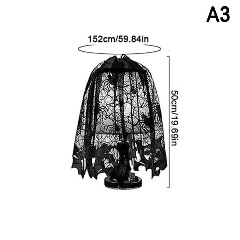 Spooky Halloween Table Runner Black Lace Spider Web Design Tablecloth Fireplace Scarf Haunted House Decor Party Decoration