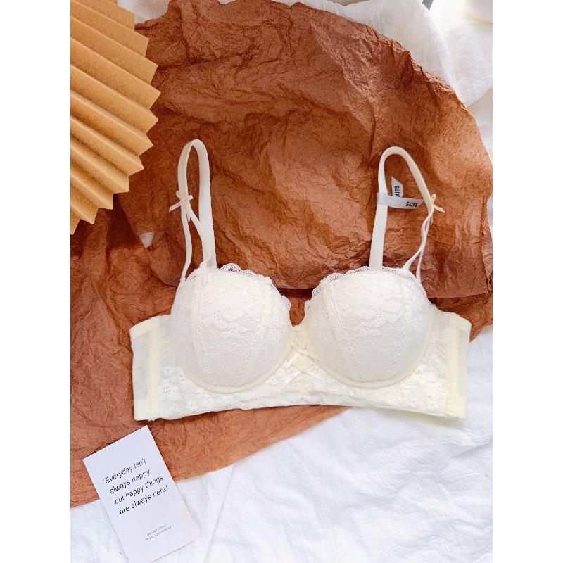 Ensemble Lingerie Dentelle Rose Française Sexy pour Femmes Soutien-gorge Push-Up Sans Armature Ajoute 2 Bonnets Soutien-gorge Push-Up Petit Buste Rassemblement Relevage Double Soutien
