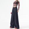 Trendy Personalized Design Straight Jeans Women's Spring and Autumn New High-waisted and Thin Wide-leg Floor-mopping Jeans