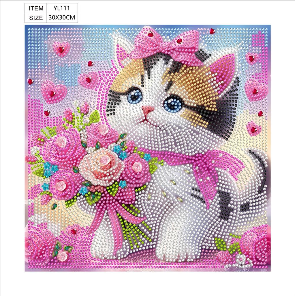 5D Special-Shaped Bright Diamond Painting Decorative Sticker, Handmade Diy Cat Children'S Painting Kit Cross-Border