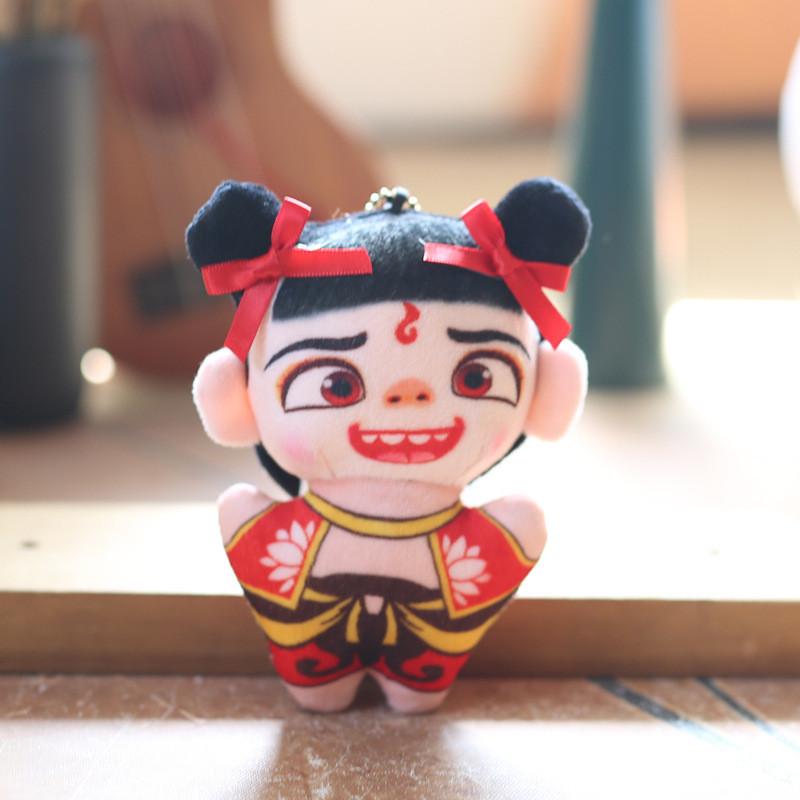 Nezha Short Cute Plush Stuffed Doll Keychain Pp Cotton Fill Backpack Decor