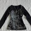 Y2K Damen Hip Hop 90er Vintage Punk T-Shirt Herbst Streetwear Sexy Kurzarm Gothic Slim Crop Top Hotgirl Lässiges T-Shirt