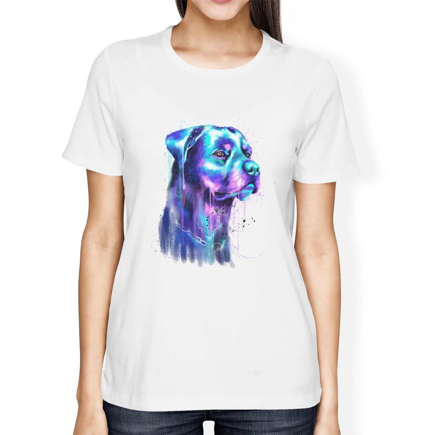 1Tee Womens Loose Fit Painted Abstract Rottweiler Dog T-Shirt M
