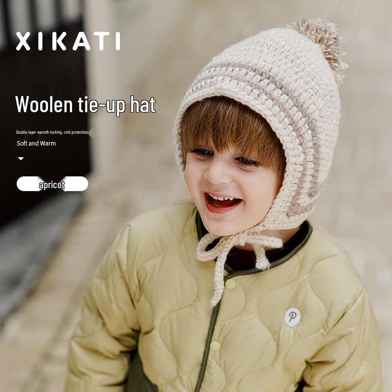 

Xika Ti Unisex Children s Wool Hat - 2025 Autumn/Winter Collection, Windproof, Warm, Stylish, and Face-Protection. One Size (Fits Head Circumference 48-52cm)
