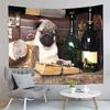 Cute Pug Dog Tapestry Animals Illustration Tapestry Dazed Puppy Tapestry Wall Hanging Tapestries Art Living Room Bedroom Dorm