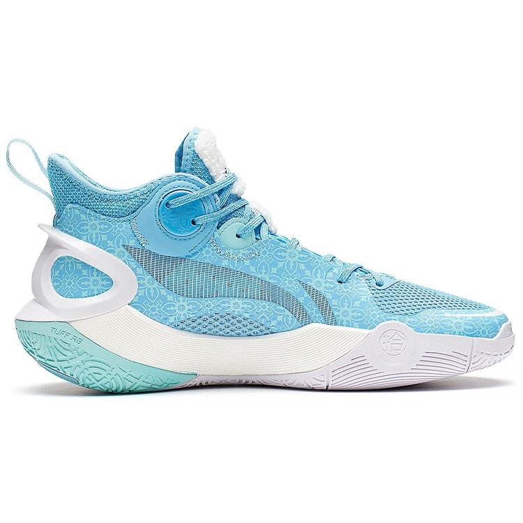 New LiNing SONIC 10 Cushioning Anti Slip And Wear Resistant Coverage Support Mid Top Basketball Shoes Men's Blue White ABAS069-2