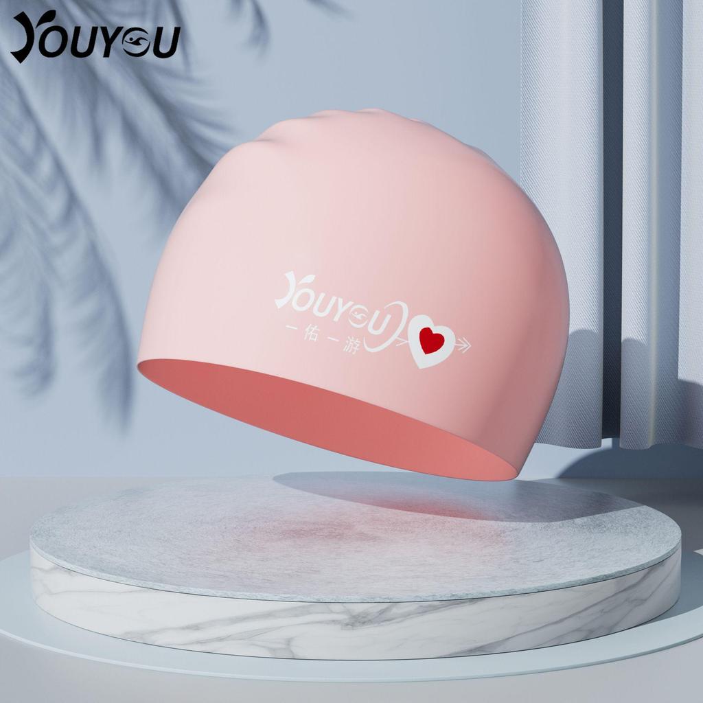 Waterproof Adult Swim Cap with Ear Protection for Long Hair - Unisex Silicone, Large Size