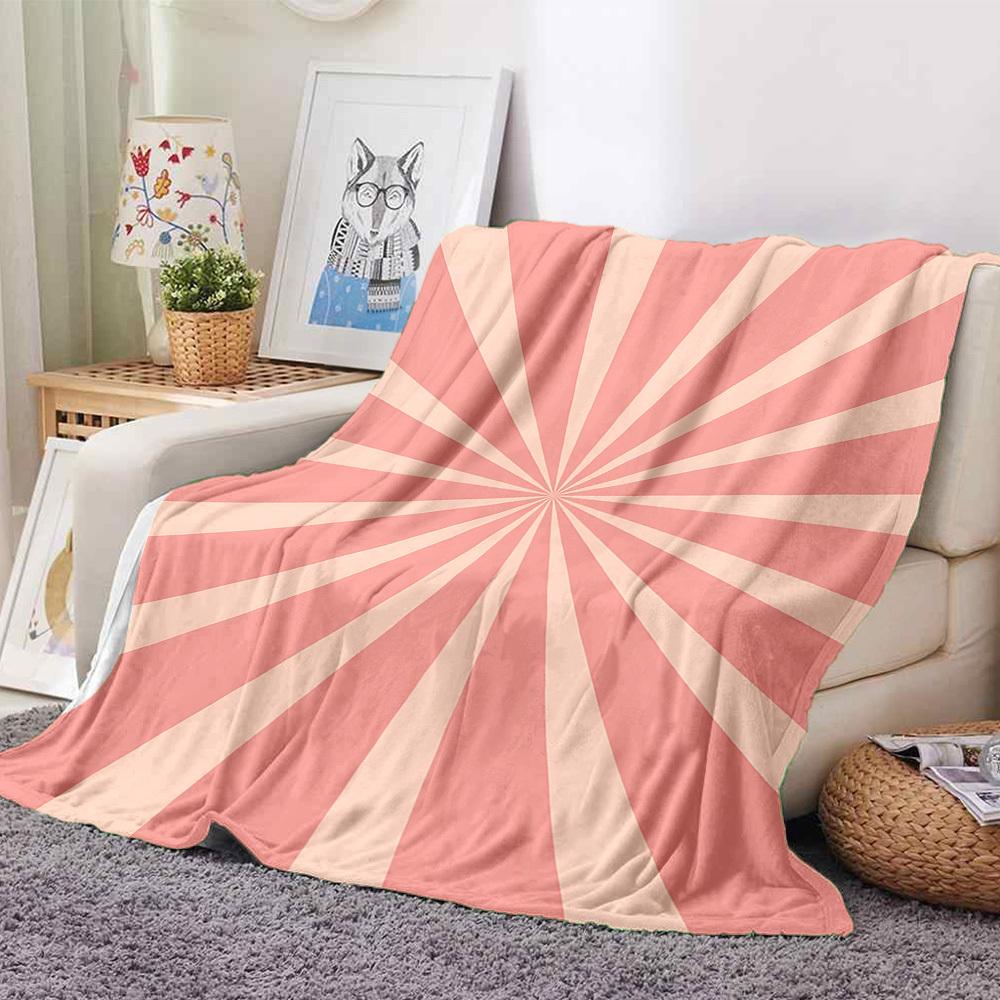 1pc Sunburst Stripes Lightweight Flannel Blanket, Comfortable and Warm Blanket, for Office and Camping Sofa Bed, Livingroom185
