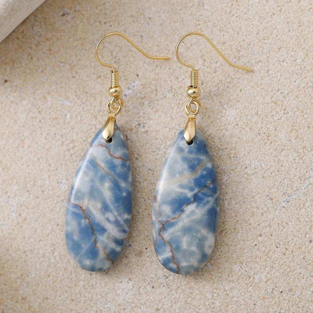 Luxury High Quality Natural Emperor Stone Water Drop Earrings Earrings European and American Popular Retro Jewelry