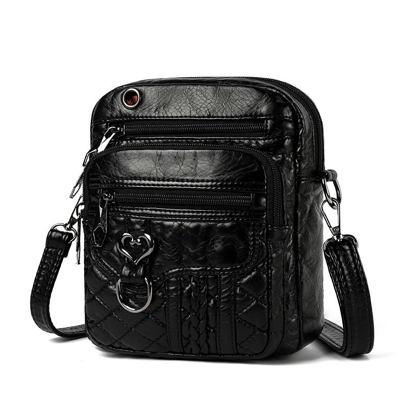 

Сумка для мобильного телефона Женская сумка через плечо Многослойная сумка на молнии для мелочей Маленькая квадратная сумка чёрный