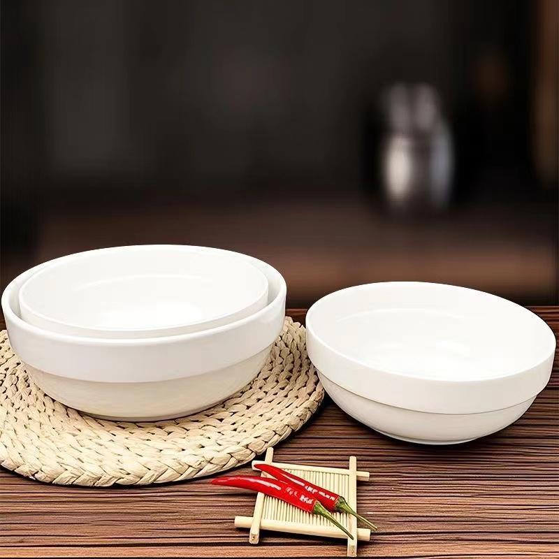 White Bowl Melamine Soup Bowl Round Porcelain Bowl Round Plastic Seasoning Bowl Rice Bowl Sugar Water Bowl