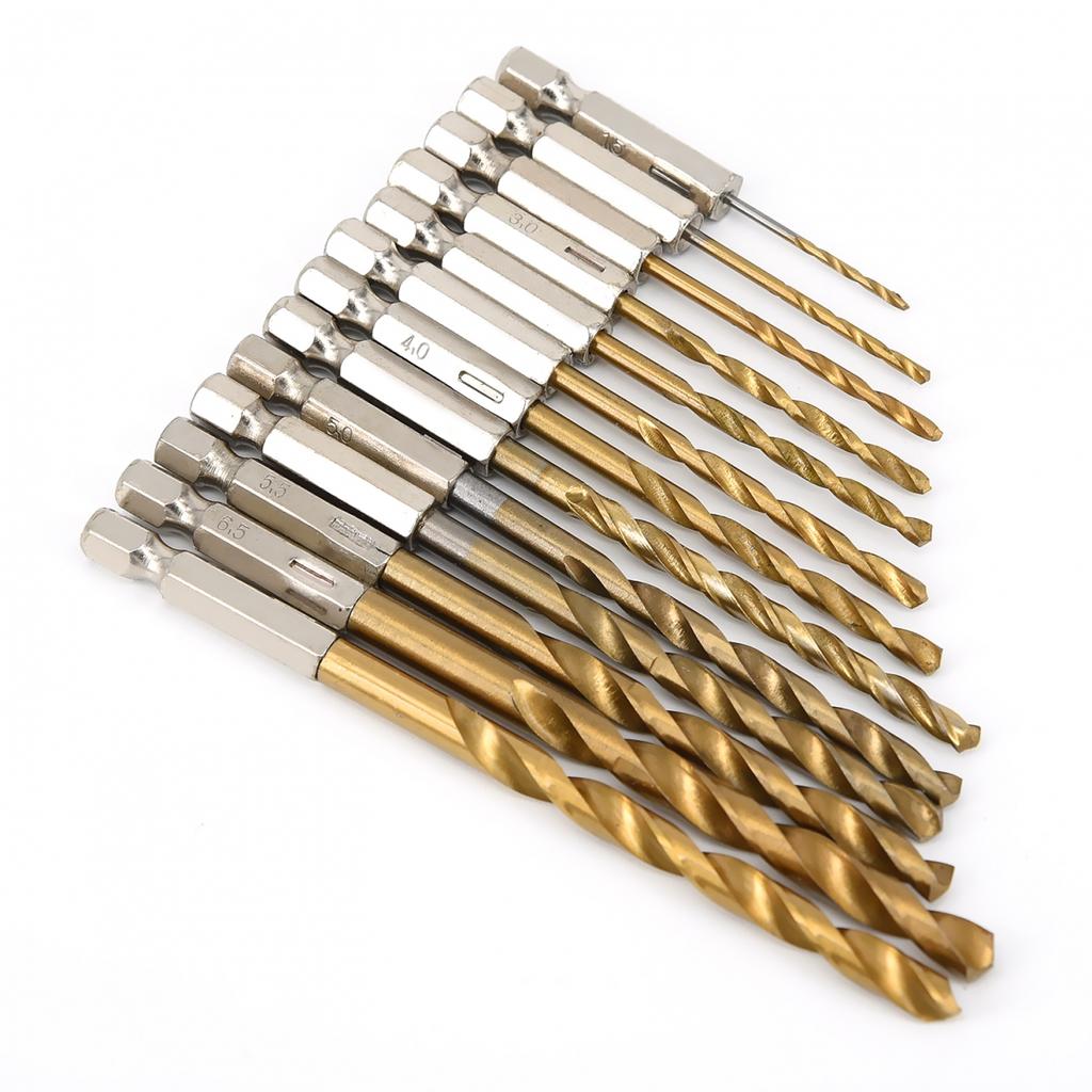 13 Drill Bit Sets Coated HSS High Speed Steel Hex Shank Quick Change
