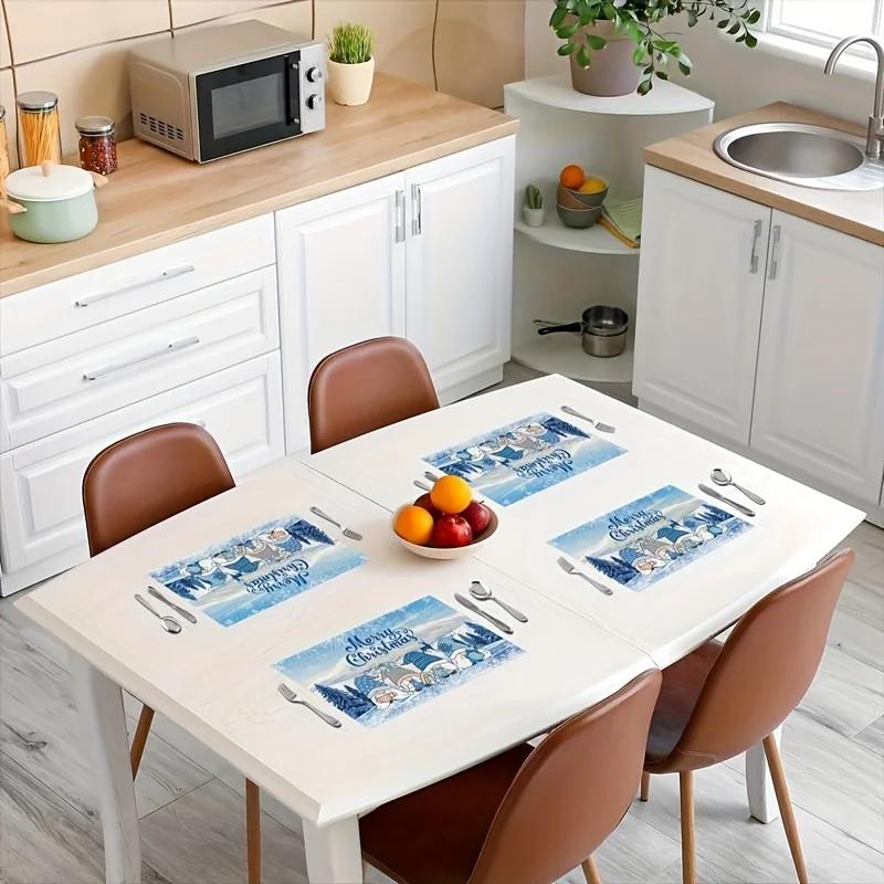 1PC Christmas Placemat Theme Pad Kitchen Table Mat Meal Table Pads Dining Table Encrypted New Year Linen Decorative Party