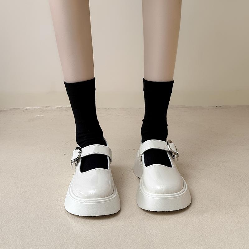 Fashion 2025 Summer New Concise Women's High Heels Outdoor Round Toe Med Heel Buckle Strap Daily & Casual Pumps Women Classics Shoes