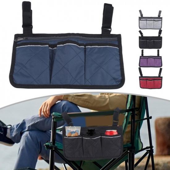 Polyester and Cotton Armrest Storage Bag for Camping Chairs and Wheelchairs