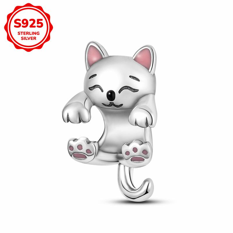 925 Silver Pink Cute Lovely Butterfly Perfume Girl Charms Beads Fit Bracelet DIY Making For Woman Jewelry