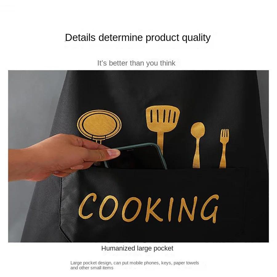 Woman Canvas Apron for Waterproof Oil-Proof Adult Male Female Couple Style Cooking Work Clothes Light and Thin Household Kitchen