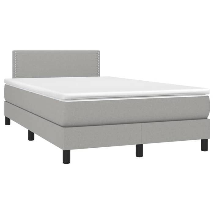 Maison Exclusive - Bedbodem met lattenbodem en matras lichtgrijs 120x190 cm stof