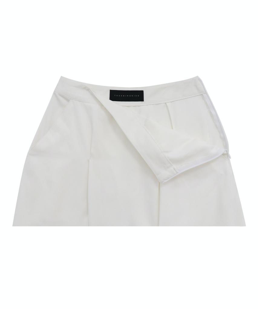 Teulimingbeodeu Bar-Tack Pleated 2-Way Fit Skirt [ White ]
