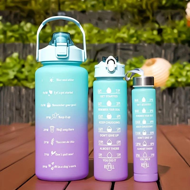Water Bottle 2 Liter Stay Hydrated Motivated Leakproof Plastic Sport Bottle Reminder Times Sports Outdoor Fitness Office Indoor