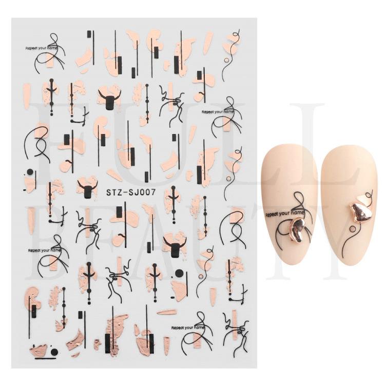 

Наклейки для ногтей для девочек Золотая линия Наклейки для ногтей 1 шт. One Size белый