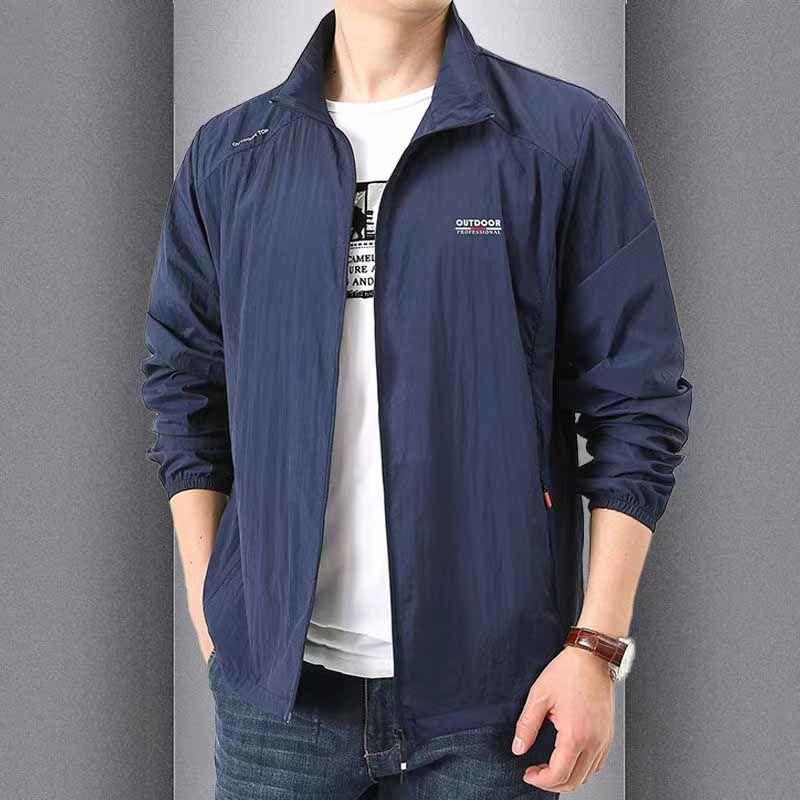 Windproof Quick Dry Capable Solid Loose Jackets Turn-down Collar Simplicity Handsome Zipper Pockets Spring Summer Men's Clothing