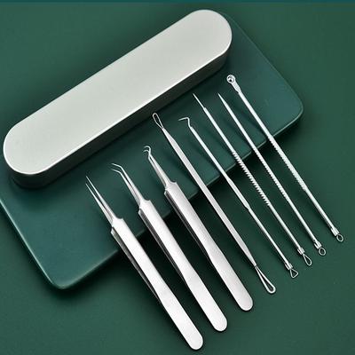 Stainless 8-piece Sebum Extractor Blackhead Tweezers Sebum Remover