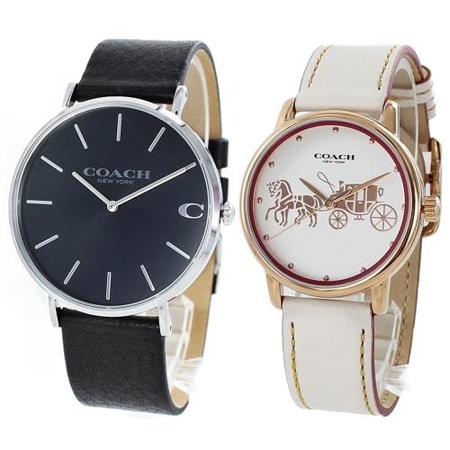 

Coach Charles Perry Slim Watch with Storage Box for Men and Women, Black and White Leather, 1460214914502973