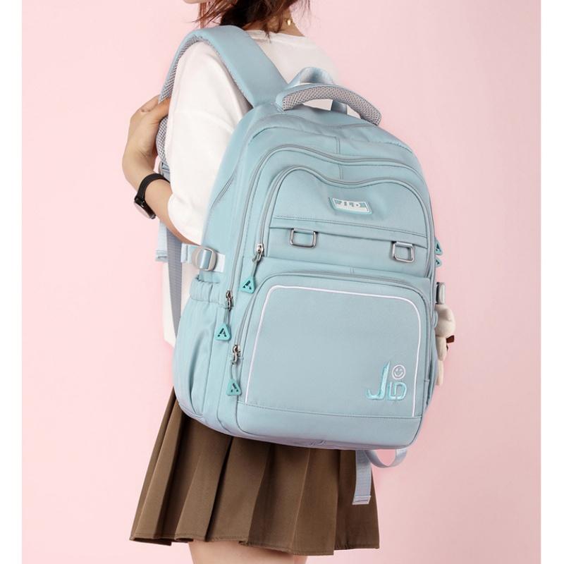 Zaini ultra-leggeri ad alta capacità per studentesse, zaini alla moda per studenti delle scuole medie e superiori, impermeabili in Oxford, tinta unita semplice, borsa da viaggio per libri