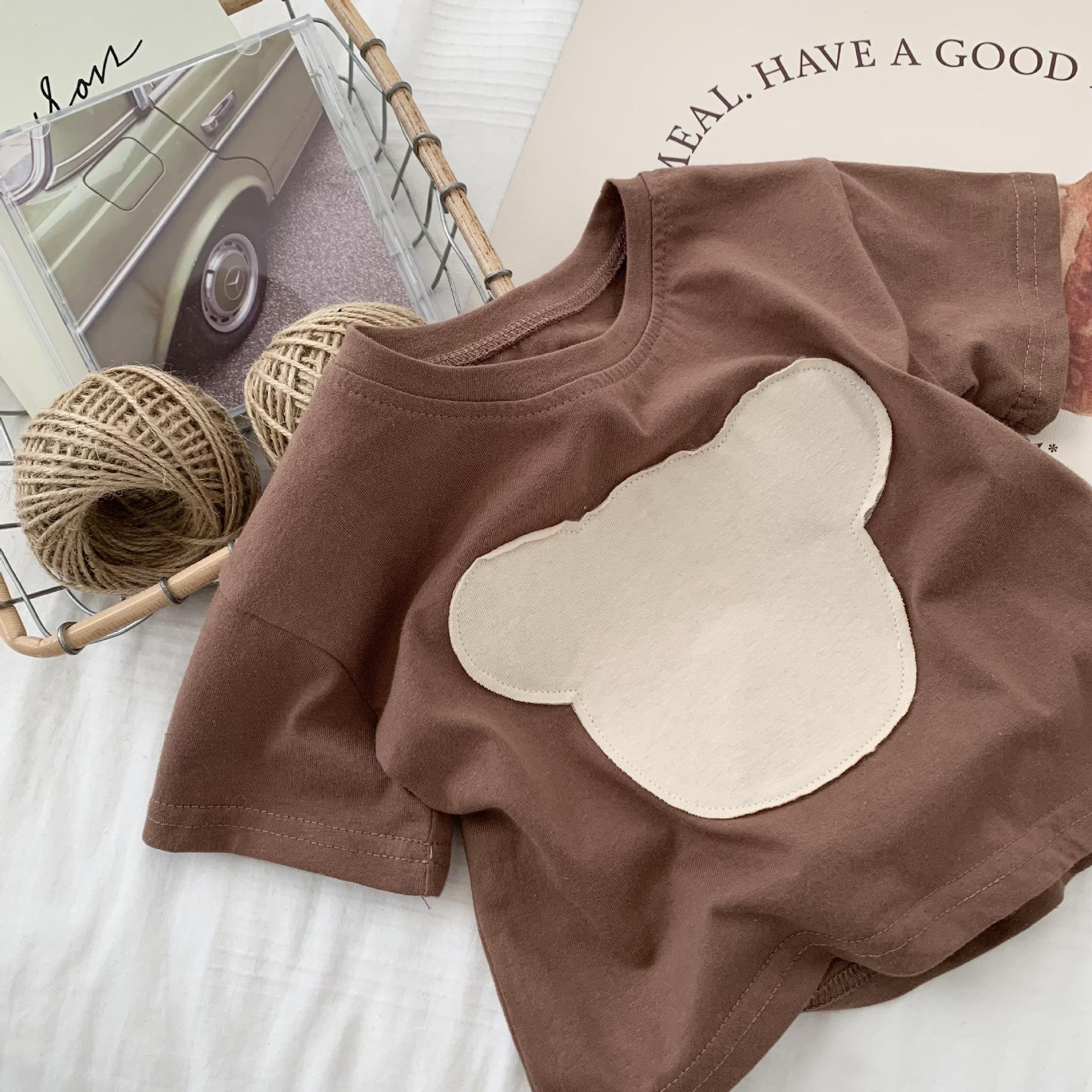 

Футболка с героями мультфильмов, детские хлопковые топы с милой нашивкой в ​​виде медведя для девочек, модная спортивная рубашка для мальчиков, детская летняя одежда для детей 0–6 лет 120