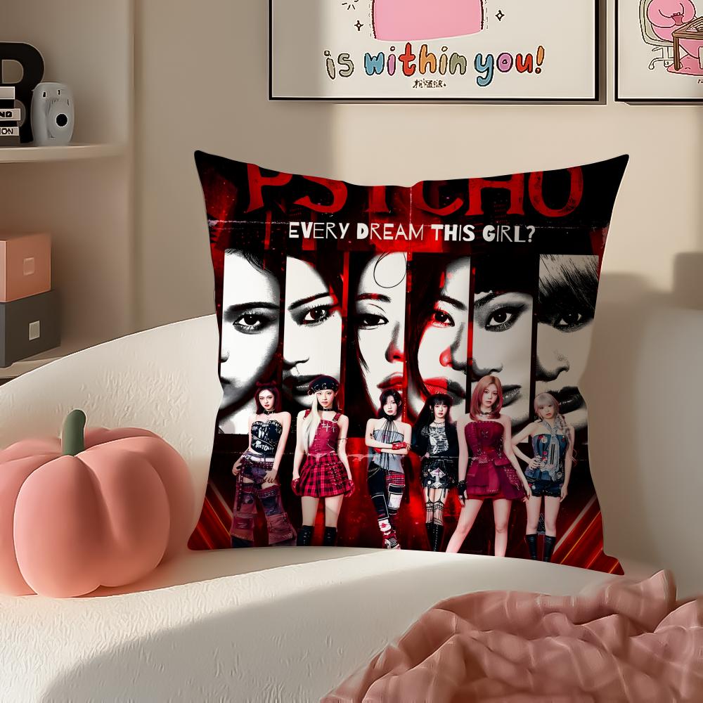 Stilvolle Kpop Girlgroup BBabymonster Kissenbezug Kissenhülle Kurzer Plüsch Verdeckter Reißverschluss Zimmer Sofa Kissenbezug