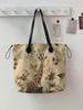 Giraffe Printed Handbag for Women, Large Capacity Leather Handle Shopping Bag, Casual Shoulder Bag