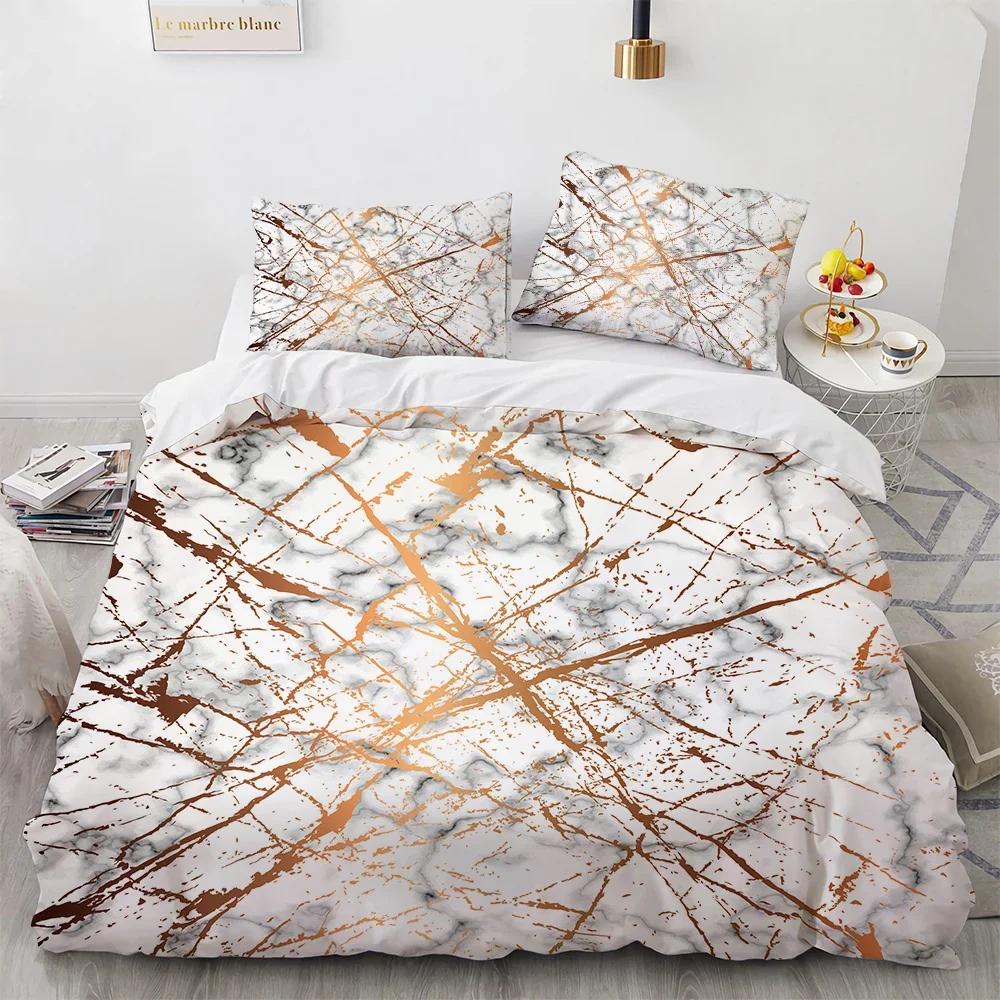 Bettwäsche Bettbezug Set Weiß Und Schwarz Marmor 3-teilig - 1000 -TC Luxus Mikrofaser Daunenbettdecke Bettdeckenbezug Mit Reißverschluss