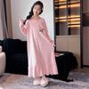 Girls Winter Velvet Nightgown Embossed Thick Warm Long Sleeve Mid Length Sleep Dress Kids Cozy Pajamas Matching Family Robe