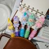 1 Piece Flocking Labubu Kawaii Beaded String Pens Cute Cartoon Ballpoint Pen Student Stationery Office Supplies Gifts