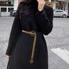 Wide Black Modern Waist Belt For Women With Unique Chain Design For Wear Versatile