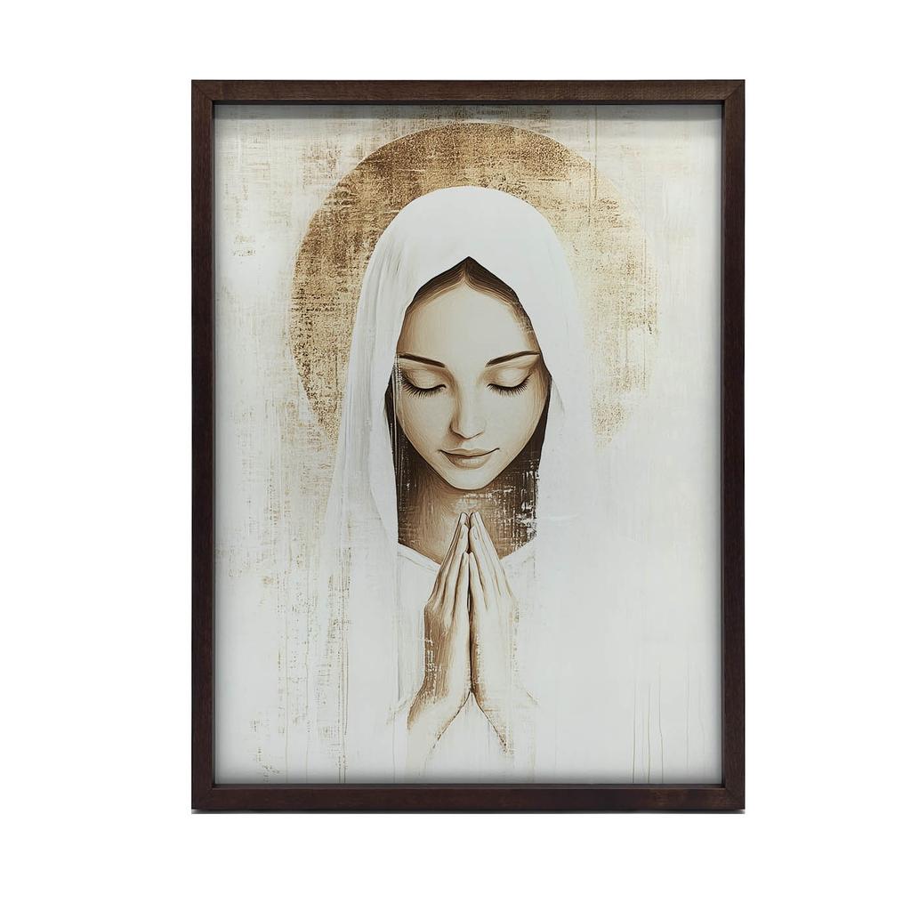 Modlitwa Maryi W Ciszy Modlitwa Maryi W Ciszy, 30X40 Cm, Rama Drewniana Biała, Papier Matowy 230 Gsm