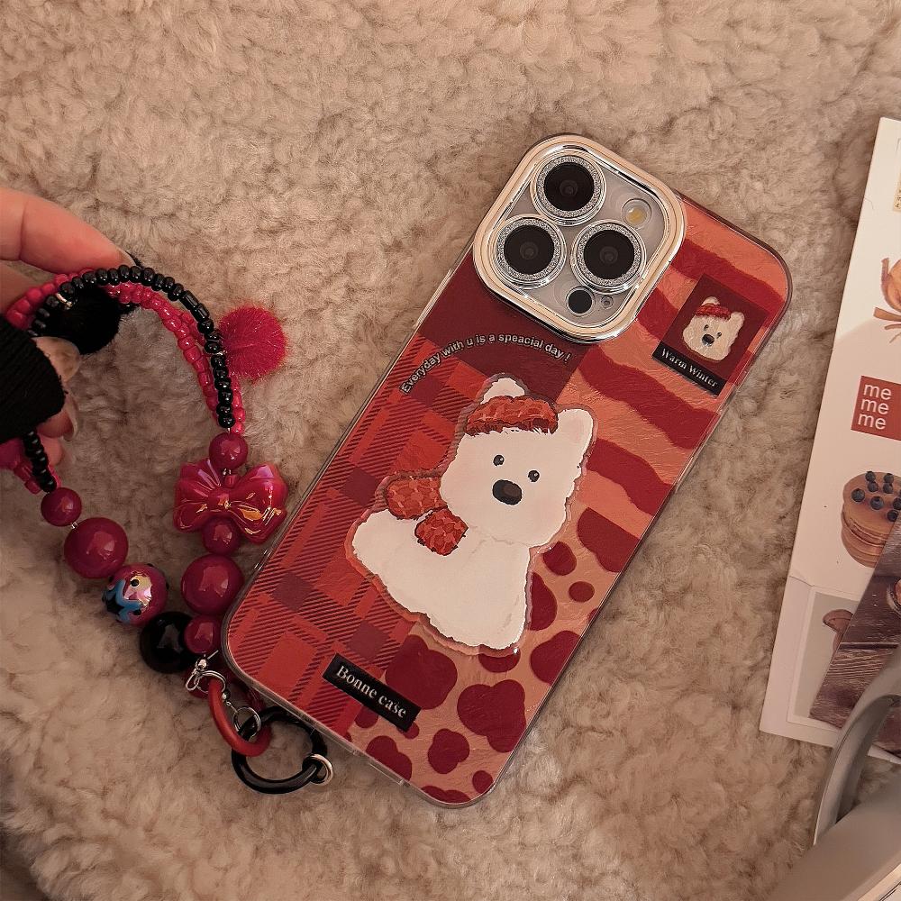 Red Plaid West Highland Style Phone Case for IPhone 17 Pro Max, Apple IPhone 16, 3D Cartoon High-quality Protective Case