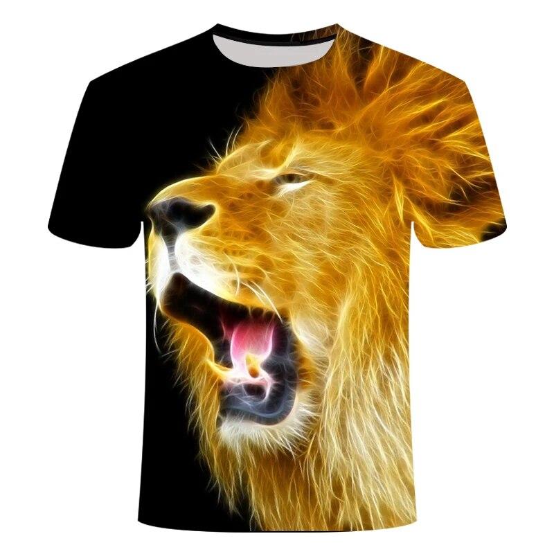 König der Tiere Löwe-Grafik-T-Shirts für Männer Sommermode Tiermuster-Druck-T-Shirt Lässiger cooler Stil Persönlichkeits-T-Shirt