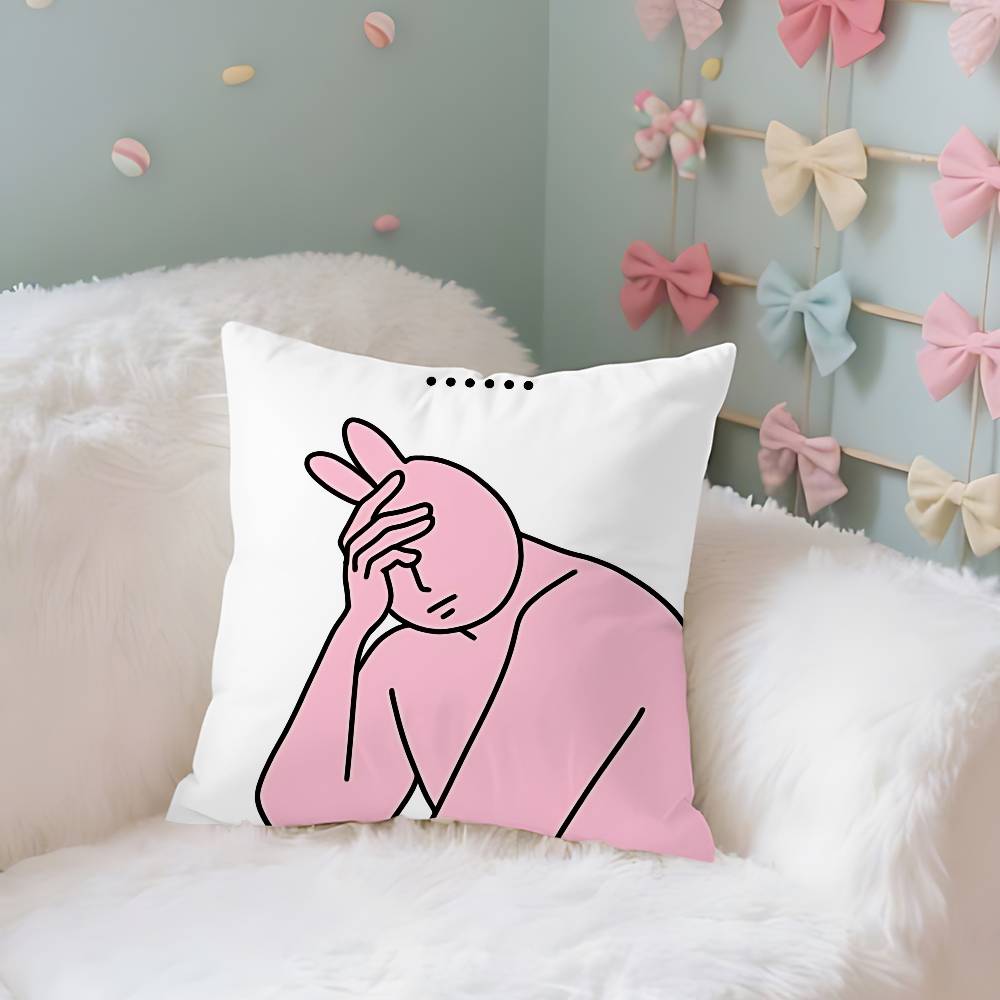 Funny Cute Pink Bunny Pillow Case Pillows For Cover Home Decor Items Living Room Decoration Cushion Covers