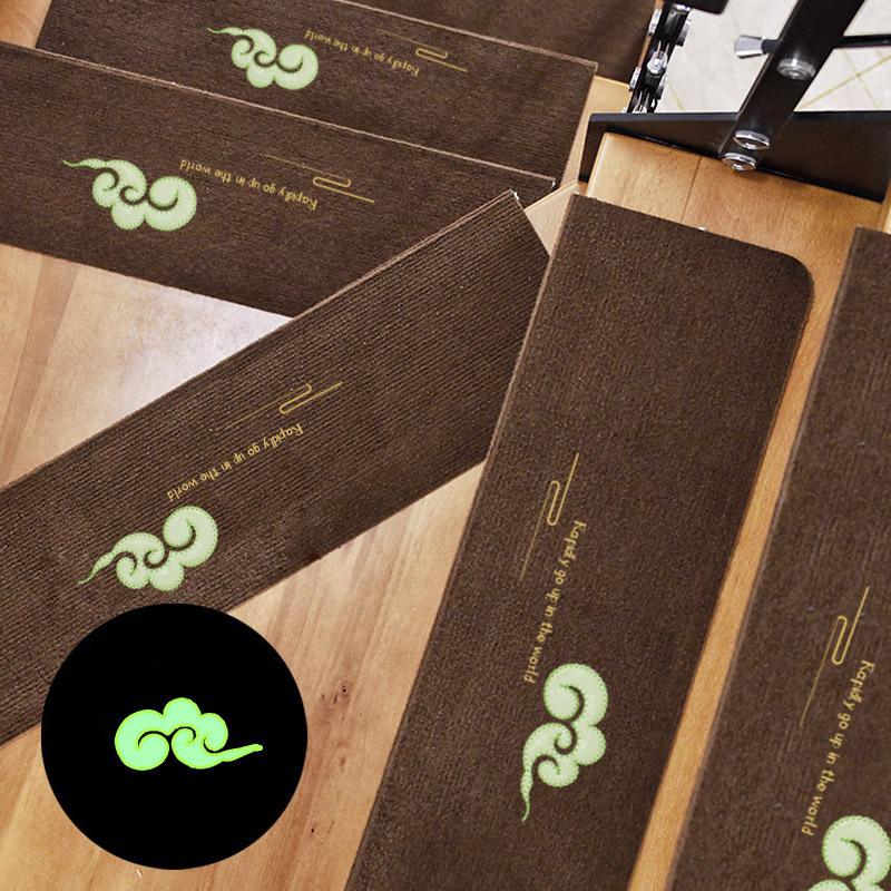Luminous Self-Adhesive Stair Tread Mats - Splicable, Glue-Free, Solid Wood Protection Carpets