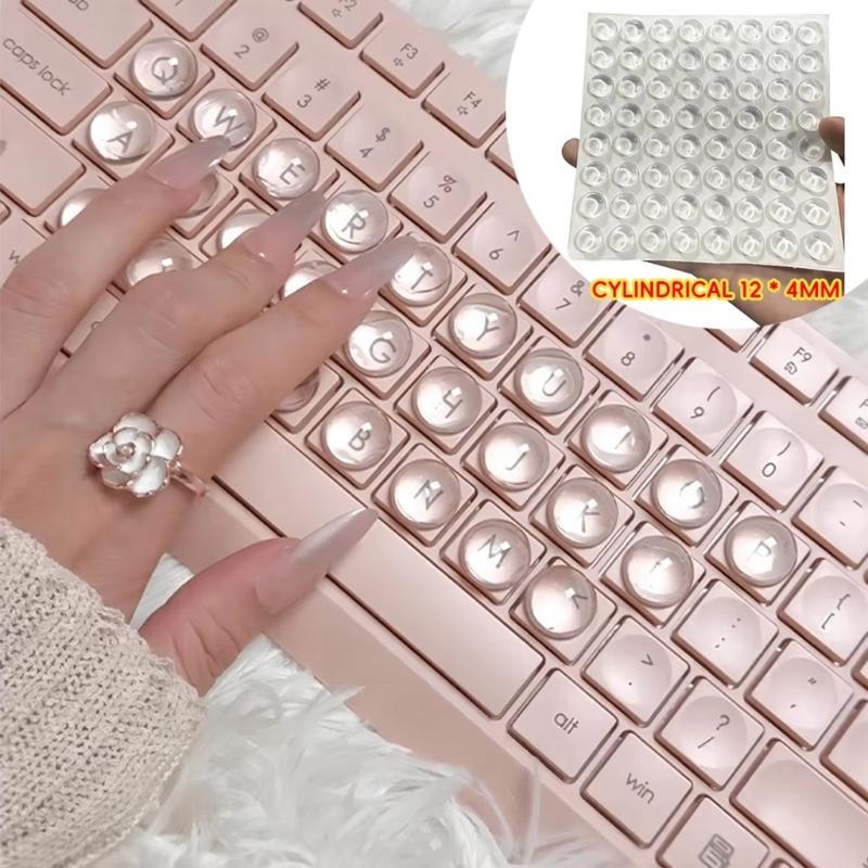 Transparents Silicone Keycap Covers 12x4mm 64Pcs Set For Long Nails Protections And Personalize Keyboard Decoration