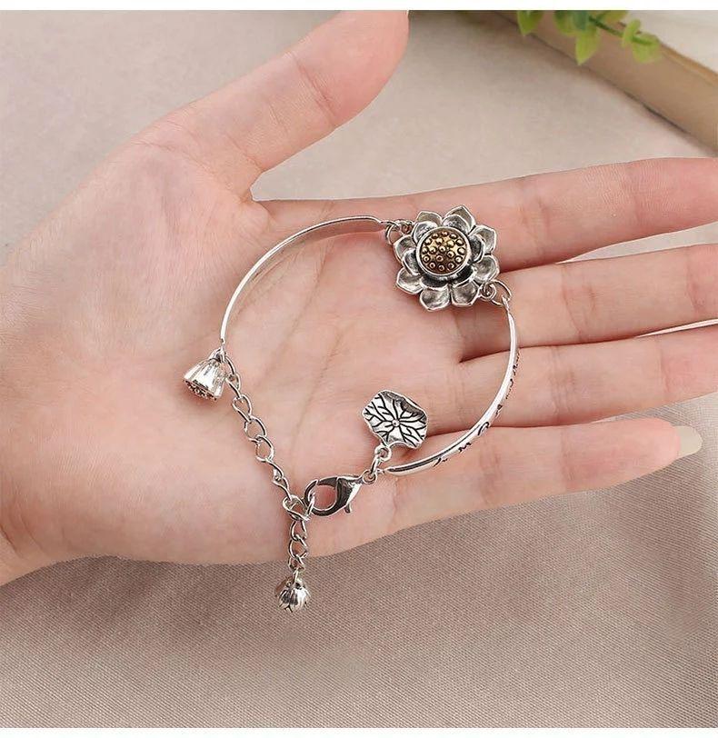 Ethnisch Drehendes Lotus Armband: Sechs-Zeichen-Mantra Modeschmuck für Damen