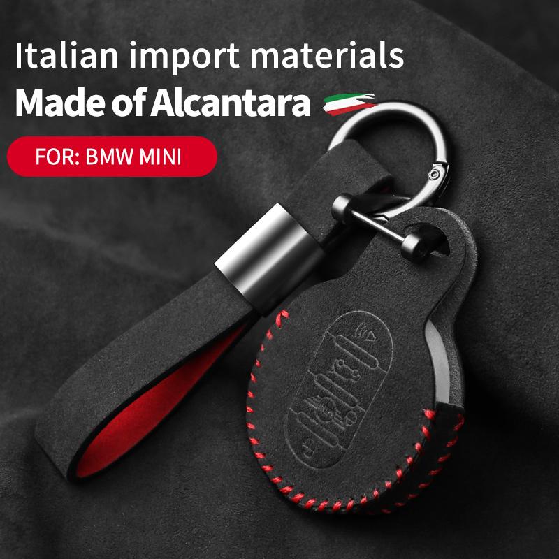 Suitable for BMW MINI Alcantara Suede Key Cover Cooper Countryman Hand-swen Key Case Buckle Car Accessories CVA2