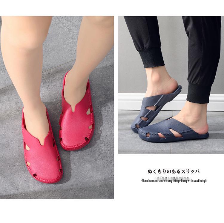 Super Soft Vietnamese Latex Closed-Toe Slippers: Non-Abrasive, Odorless Rubber Casual Shoes with Soft Soles for Men & Women