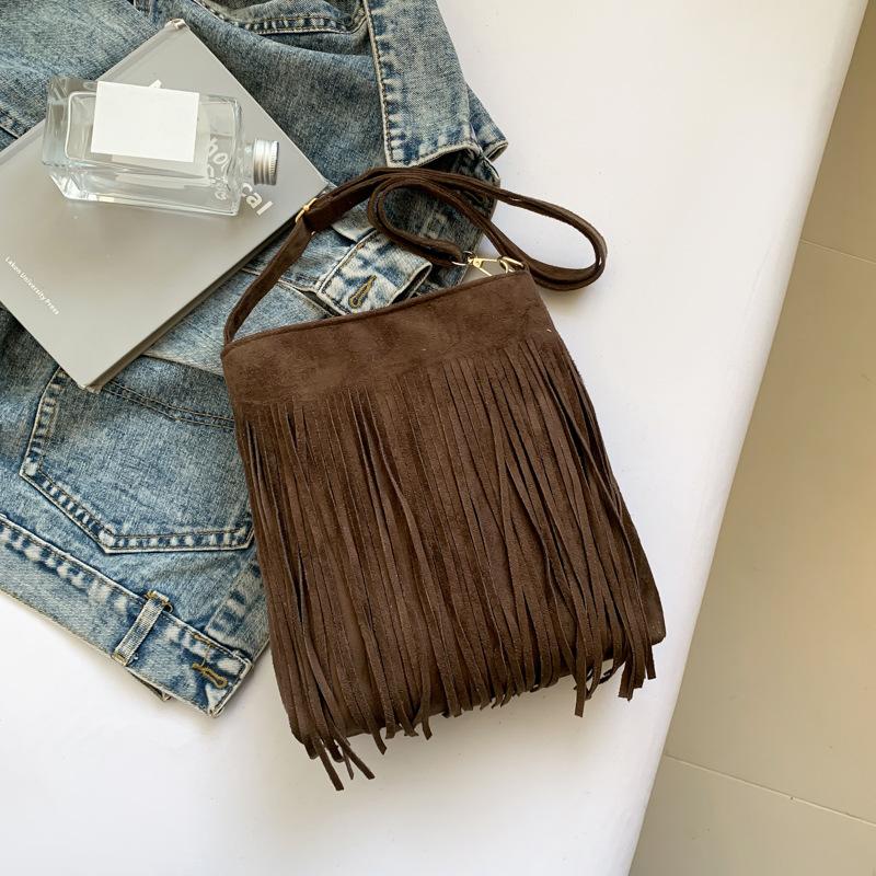 Women's Retro Fringed Bag, New Design Sense, High Value, Large Capacity, Shoulder Underarm Bag, Trendy Messenger Bag