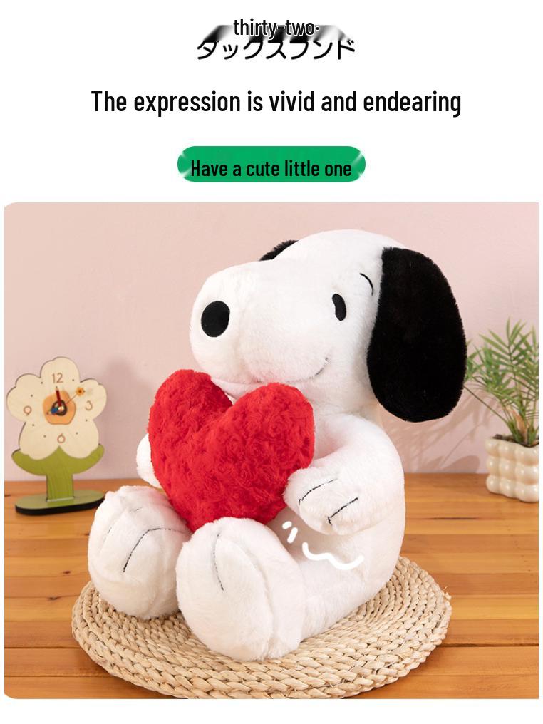 2025 Snoopy Love Heart Bouquet Plush Toy Pillow - Birthday Gift for Girls and Kids