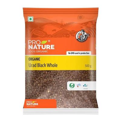 Pro Nature 100% Orgánico Urad Negro Entero, 500 Gramos