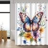 Watercolor Cartoon Butterfly Floral Shower Curtain, 12 Hooks, High Quality for Bathroom Decor