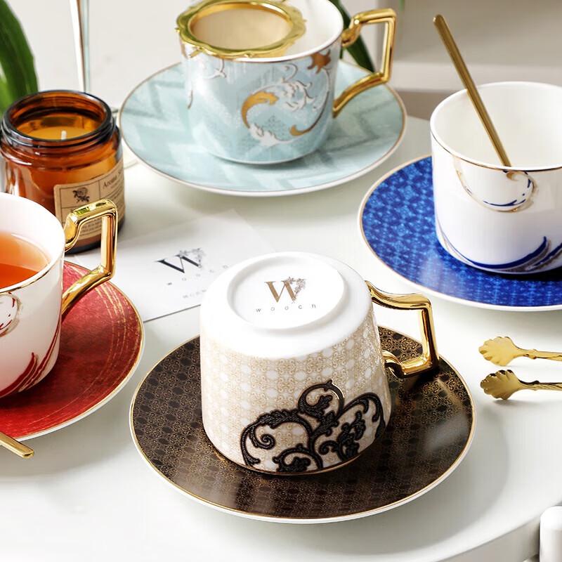 WOOCH Exquisites Palast-Rebenblumen 4-Tassen & Untertassen Geschenkset